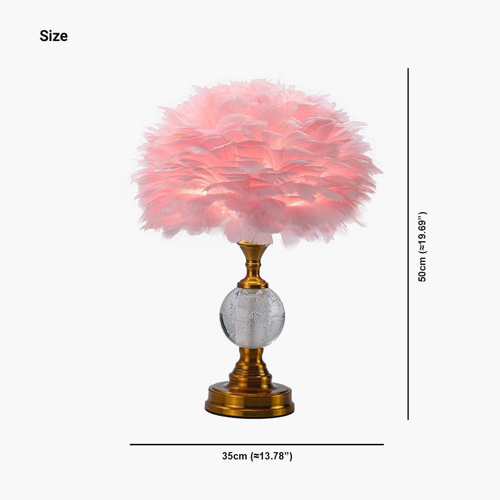 Feather Table Lamp Romantic Crystal