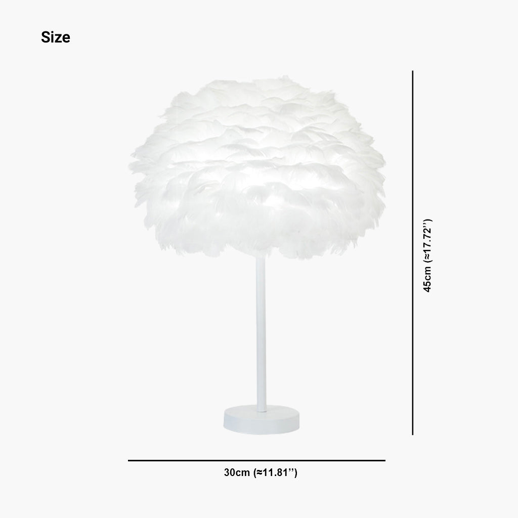 Feather Table Lamp Minimalist Bloom, All White