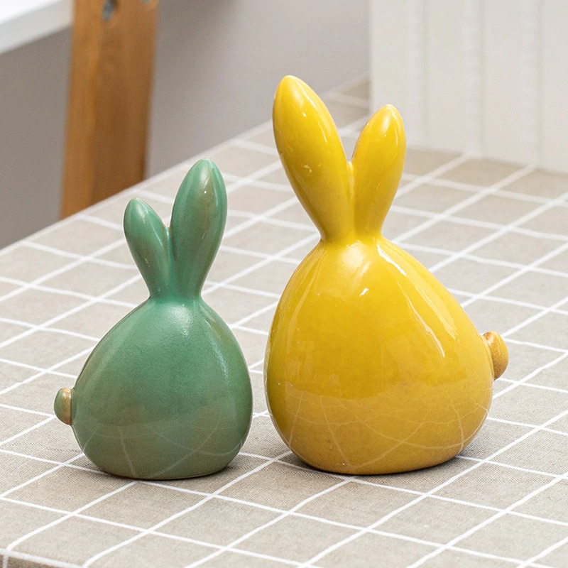 HomeQuill‚Ñ¢ Ceramic Bunny Tabletop Set - Nordic Side - 