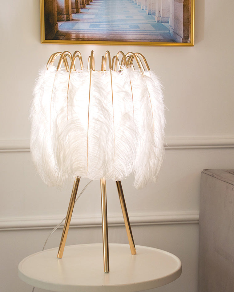 WOMO Stylish Tripod Feather Table Lamp-WM8036