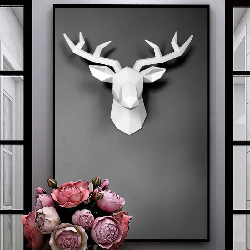 HomeQuill‚Ñ¢ Geometric 3D Deer Head Wall Decoration - Nordic Side - 