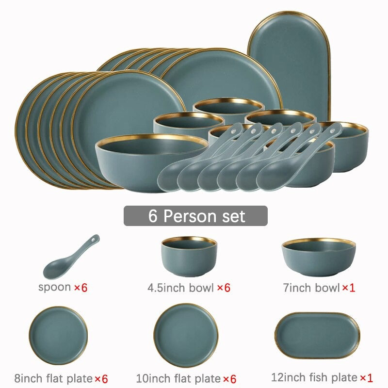 Celeste Grey Green Luxury Dinnerware Set