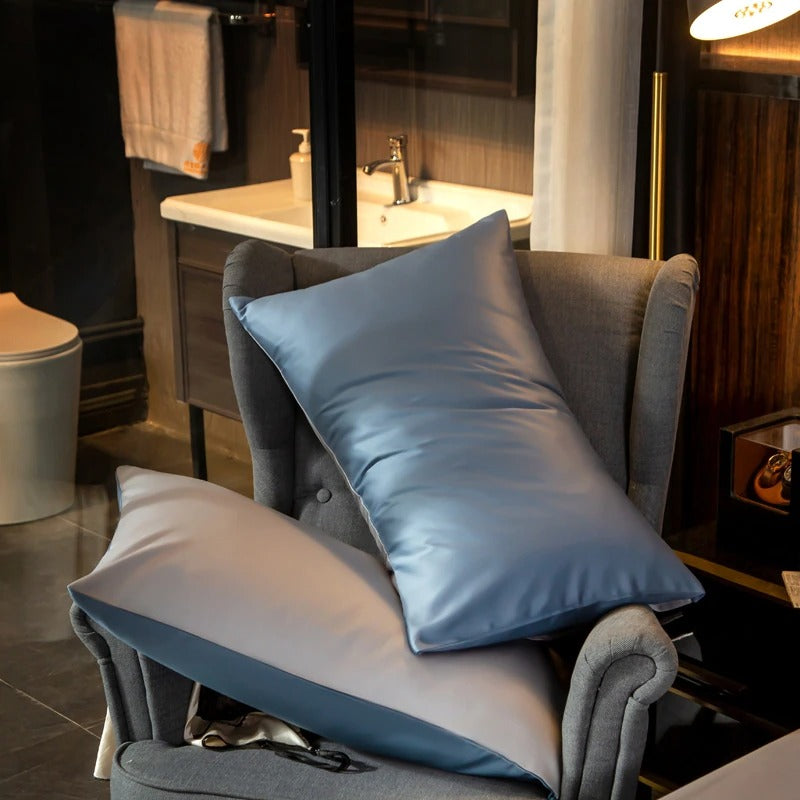 Shemir Sky Blue Silver Reversible Egyptian Cotton Bedding Set