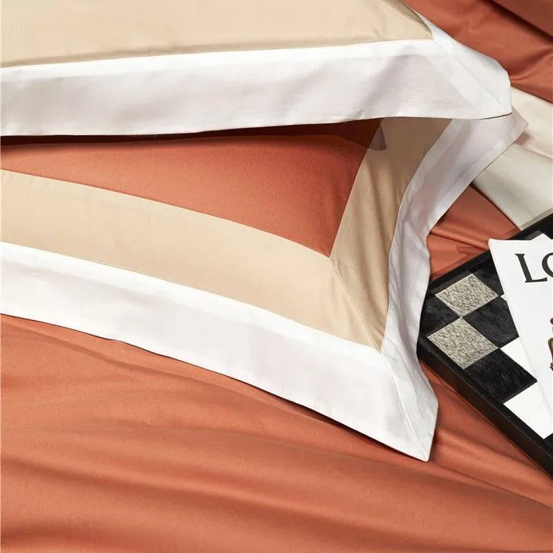 Luxor Orange Stripe Egyptian Cotton Bedding Set