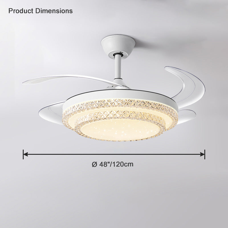 WOMO Retractable White Acrylic Ceiling Fan Lamp-WM5038