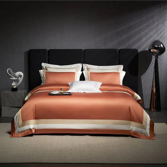 Luxor Orange Stripe Egyptian Cotton Bedding Set