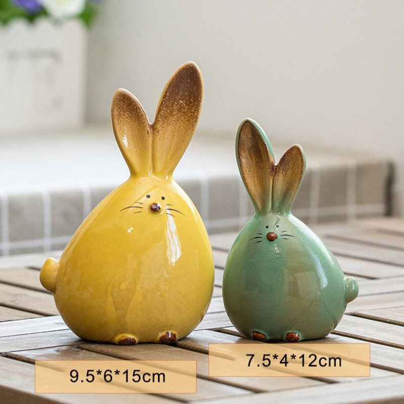 HomeQuill‚Ñ¢ Ceramic Bunny Tabletop Set - Nordic Side - 