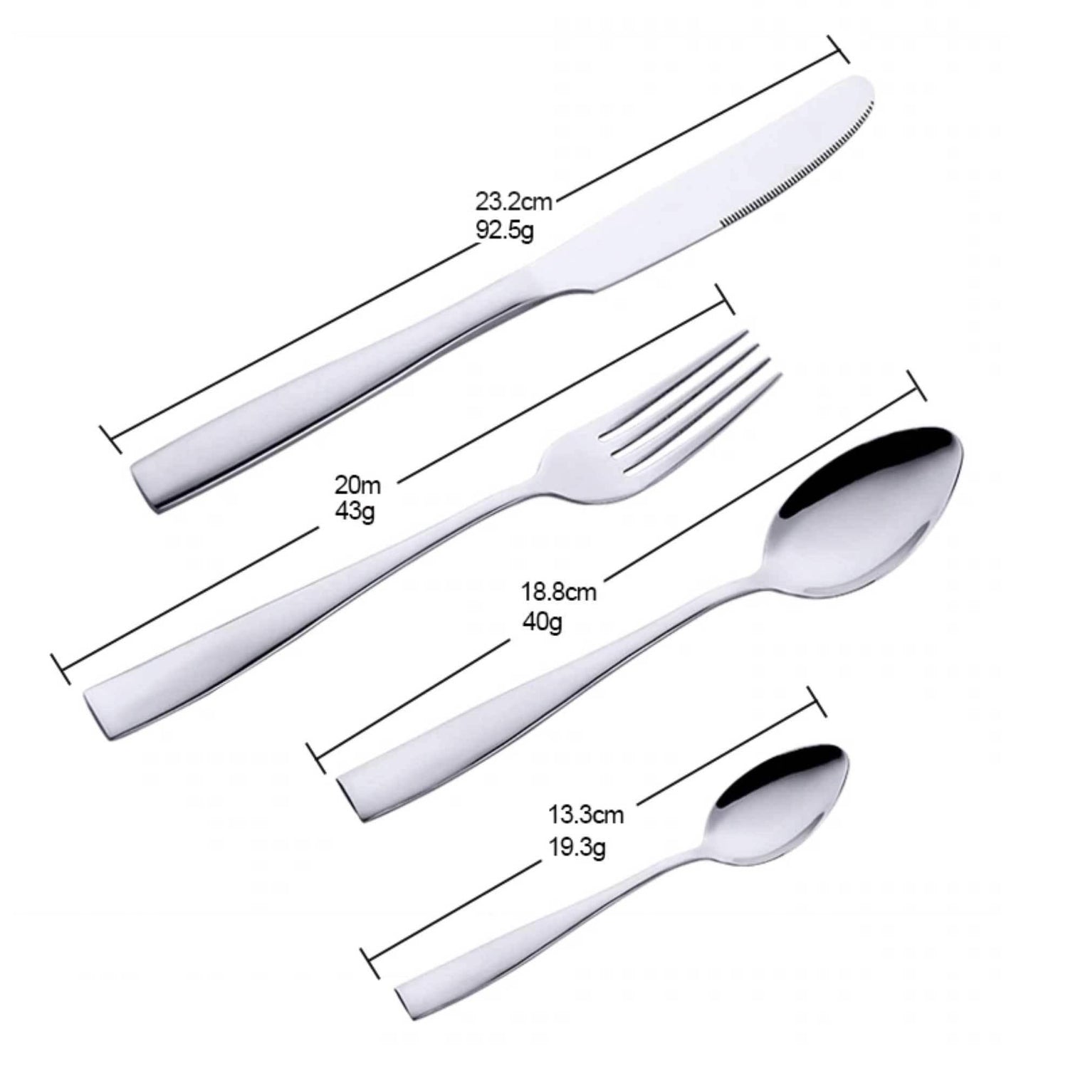 4 Coloured Modern Metal Cutlery Set - Nordic Side - 