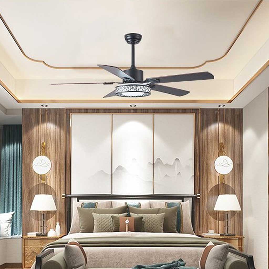 Ceiling Fan with Light Traditional Quiet Semi Flush Mount, 5 Wood Blades