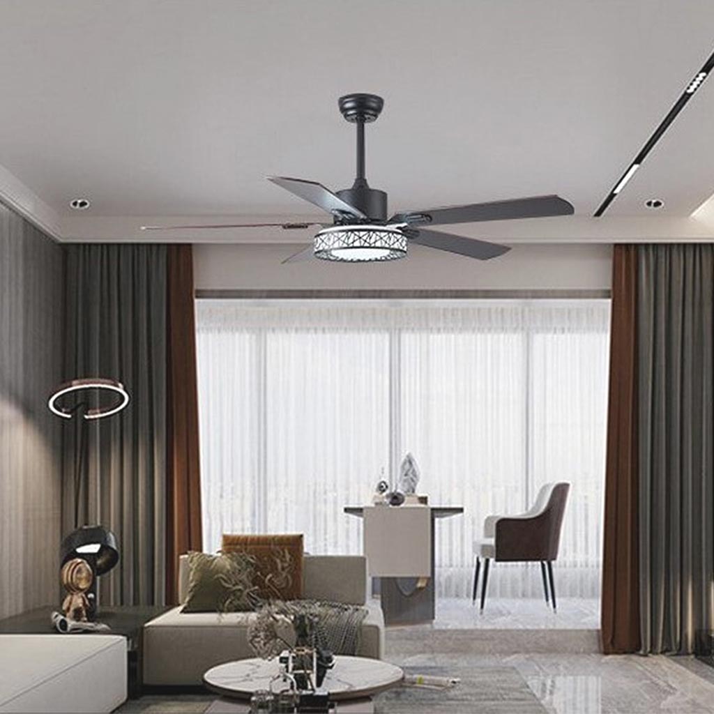 Ceiling Fan with Light Traditional Quiet Semi Flush Mount, 5 Wood Blades