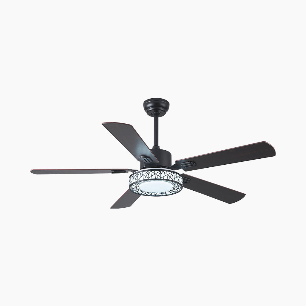Ceiling Fan with Light Traditional Quiet Semi Flush Mount, 5 Wood Blades