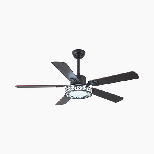 Ceiling Fan with Light Traditional Quiet Semi Flush Mount, 5 Wood Blades