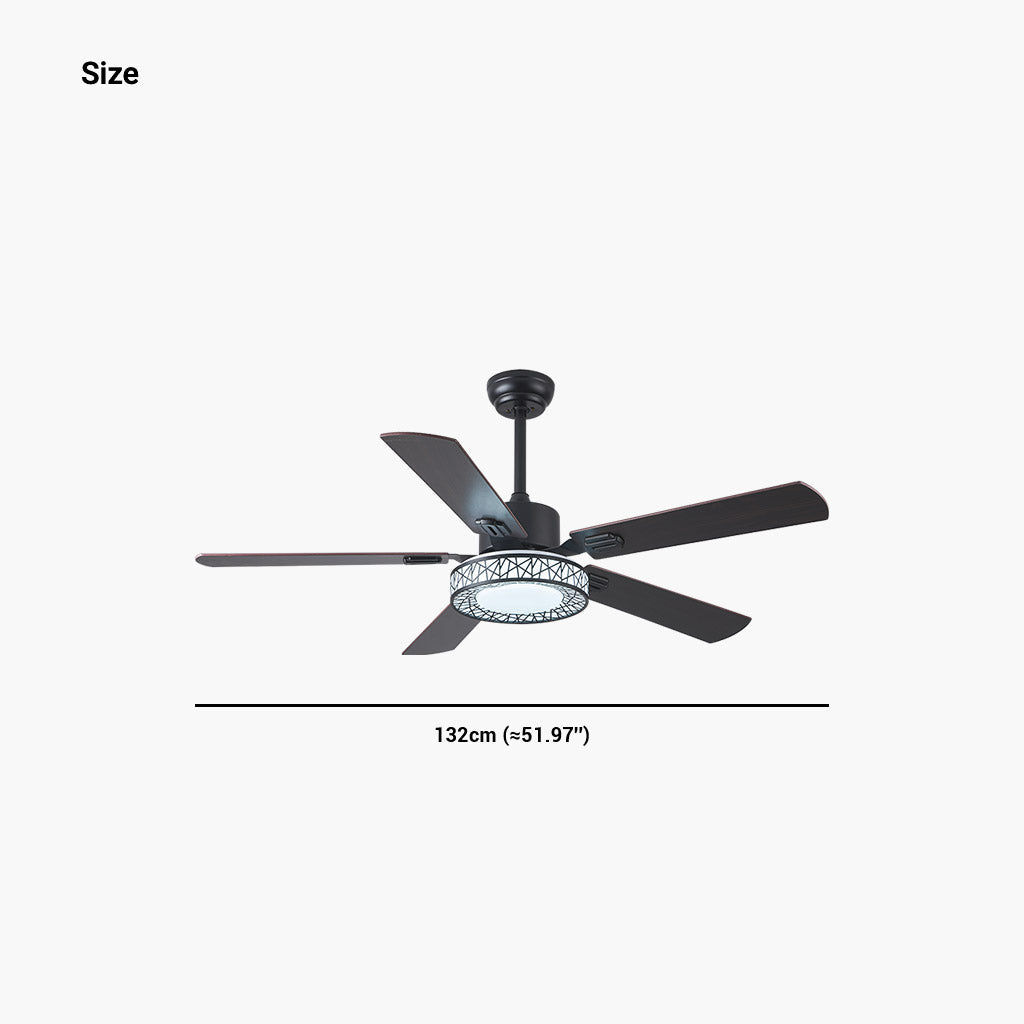 Ceiling Fan with Light Traditional Quiet Semi Flush Mount, 5 Wood Blades