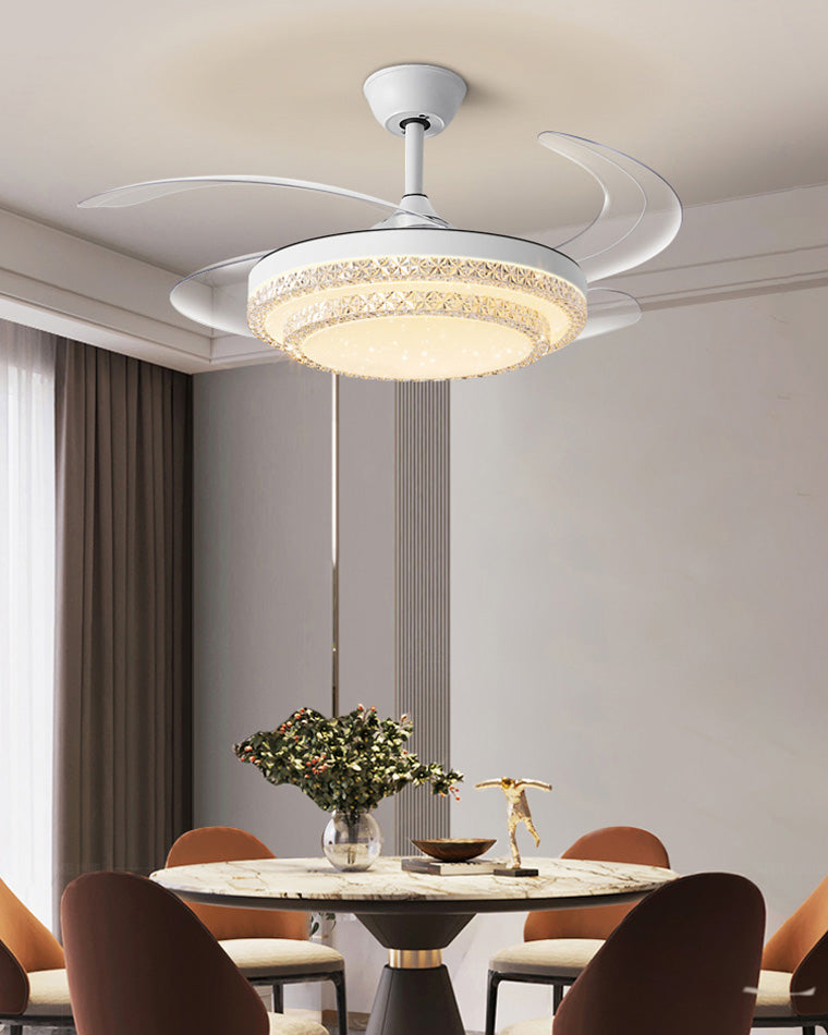 WOMO Retractable White Acrylic Ceiling Fan Lamp-WM5038