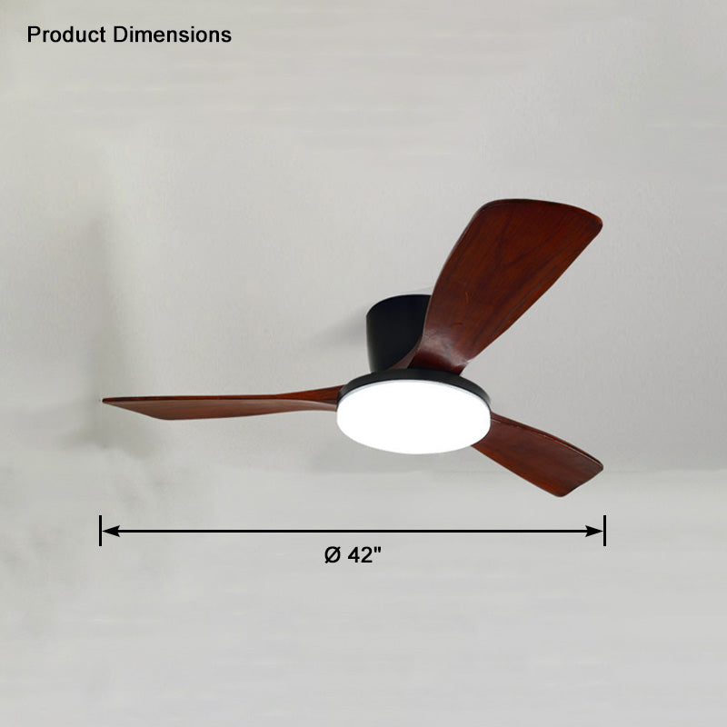 WOMO 3 Wood Blade Low Profile Ceiling Fan Lamp-WM5058