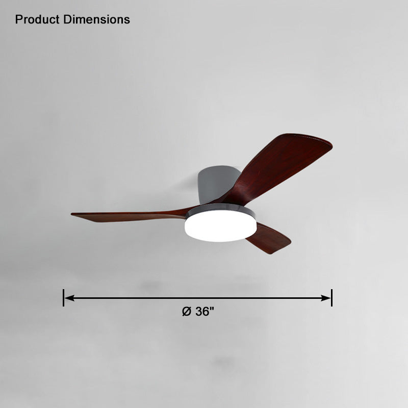 WOMO 3 Wood Blade Low Profile Ceiling Fan Lamp-WM5058