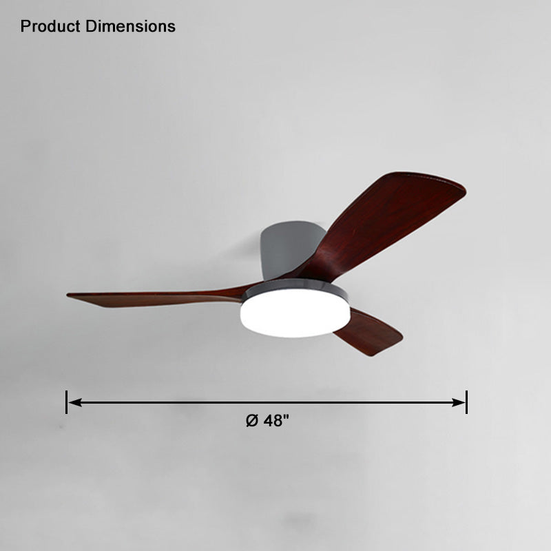 WOMO 3 Wood Blade Low Profile Ceiling Fan Lamp-WM5058