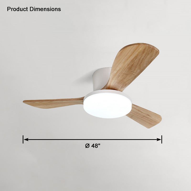 WOMO 3 Wood Blade Low Profile Ceiling Fan Lamp-WM5058