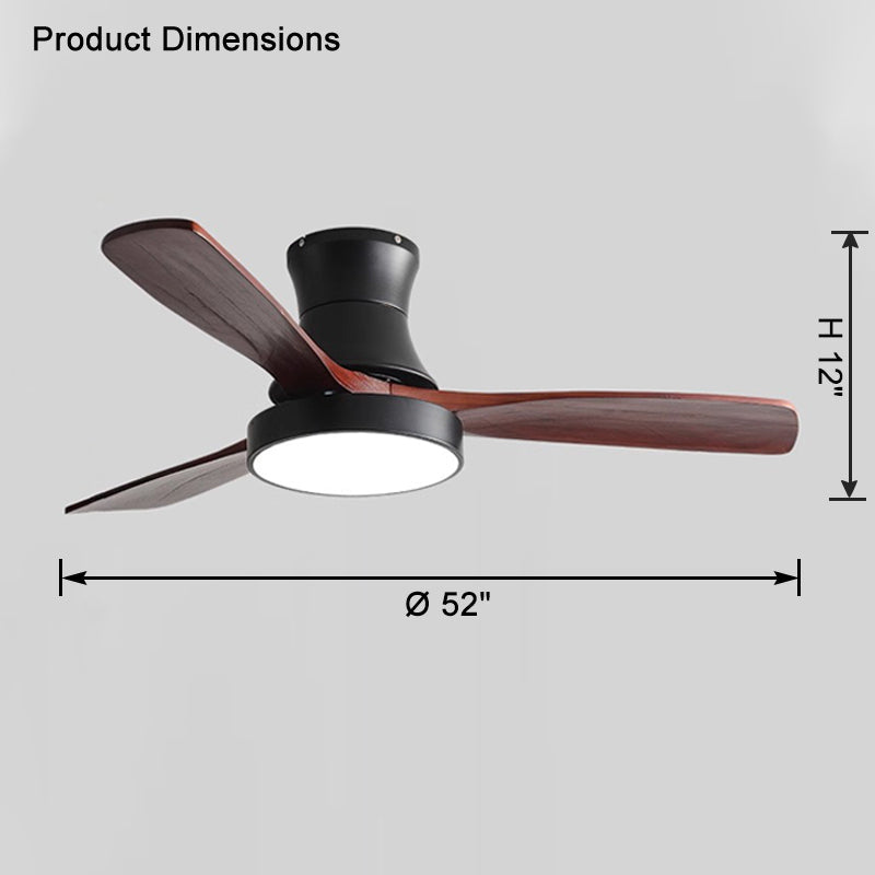 WOMO 3 Wood Blade Hugger Ceiling Fan Lamp-WM5120