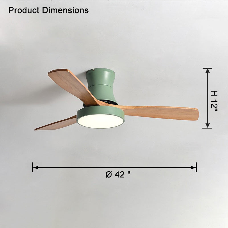 WOMO 3 Wood Blade Hugger Ceiling Fan Lamp-WM5120