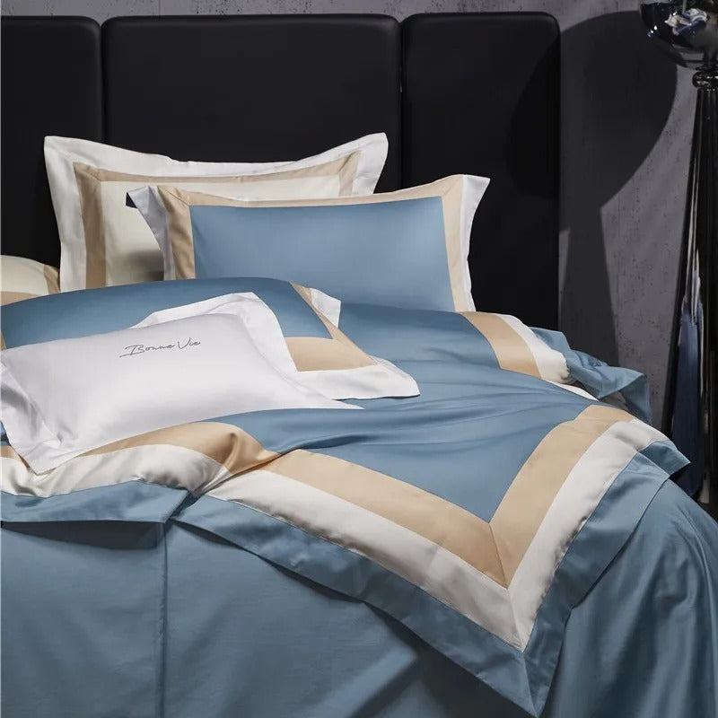 Luxor Blue Stripe Egyptian Cotton Bedding Set