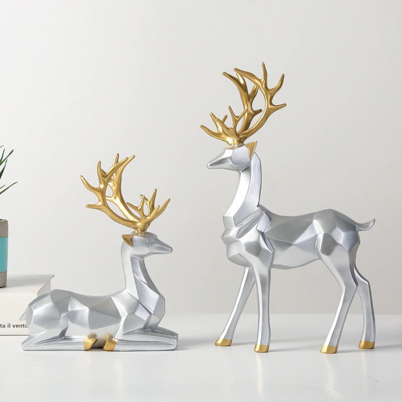 HomeQuill‚Ñ¢ Modern Geometric Deer Tabletop - Nordic Side - 