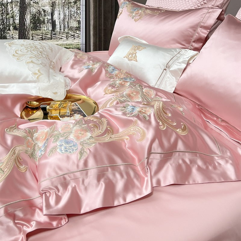Esana Pink Embroidery Egyptian Cotton Bedding Set
