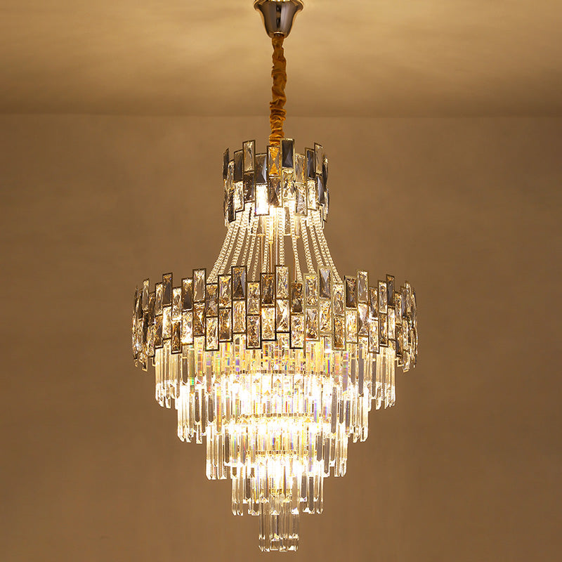 WOMO Gold Tiered Crystal Chandelier-WM2380