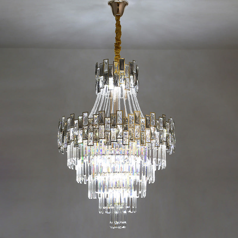 WOMO Gold Tiered Crystal Chandelier-WM2380