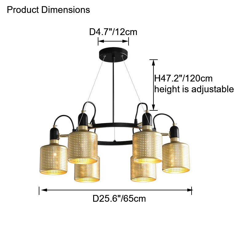 WOMO Industrial Adjustable Gold Chandelier-WM2262