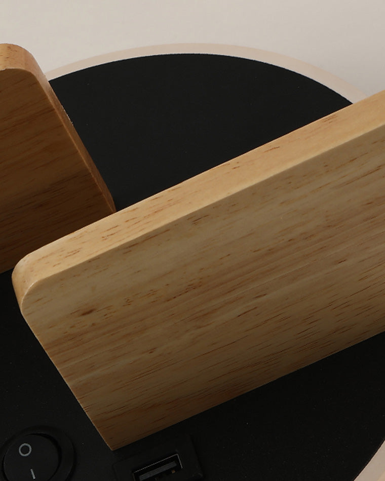 WOMO Round Accent Wall Sconce with Shelf, Switch and USB-WM6084