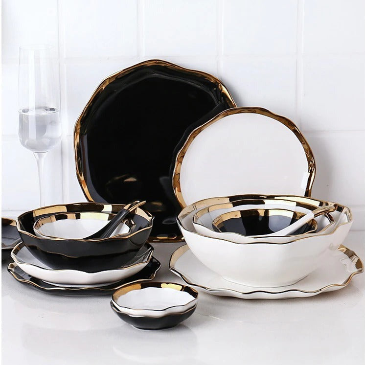 Nora Black White Dinnerware Set