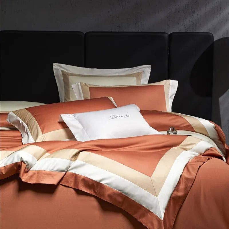 Luxor Orange Stripe Egyptian Cotton Bedding Set