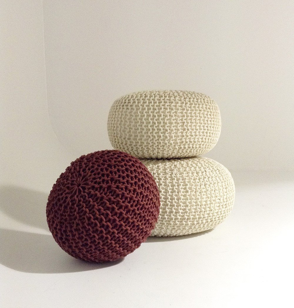 Handmade Round Knitted Pouf - Nordic Side - 06-01, feed-cl0-over-80-dollars, gfurn, hide-if-international, us-ship