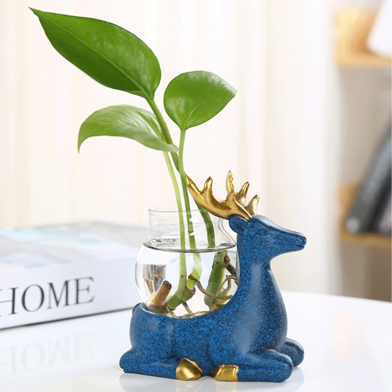 HomeQuill‚Ñ¢ Hydroponic Deer Vase - Nordic Side - 