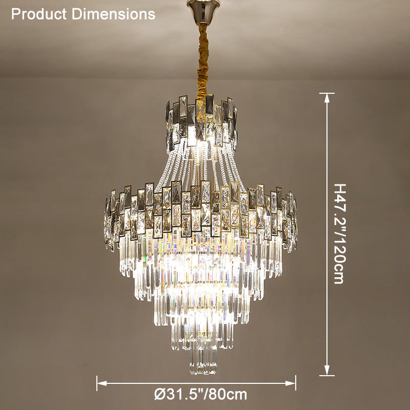 WOMO Gold Tiered Crystal Chandelier-WM2380