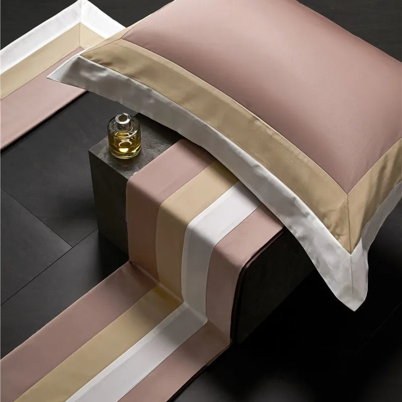 Luxor Pink Stripe Egyptian Cotton Bedding Set