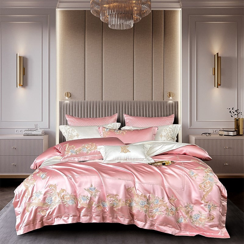 Esana Pink Embroidery Egyptian Cotton Bedding Set