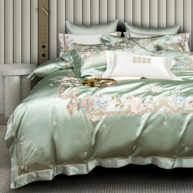 Esana Green Embroidery Egyptian Cotton Bedding Set