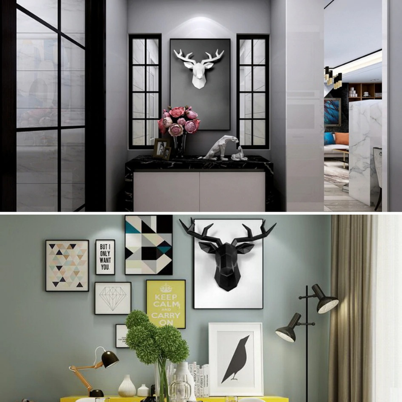 HomeQuill‚Ñ¢ Geometric 3D Deer Head Wall Decoration - Nordic Side - 
