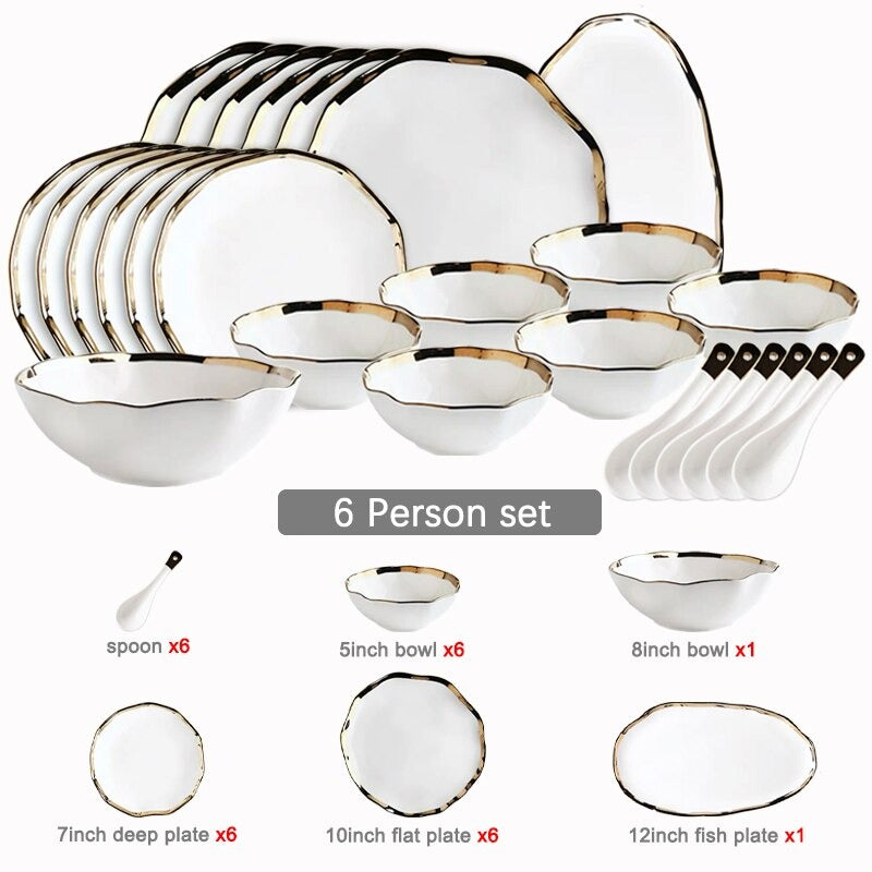 Nora Black White Dinnerware Set