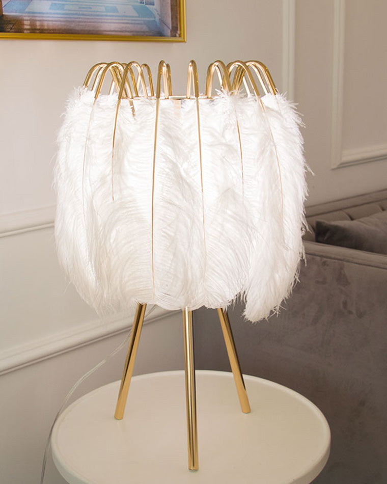 WOMO Stylish Tripod Feather Table Lamp-WM8036