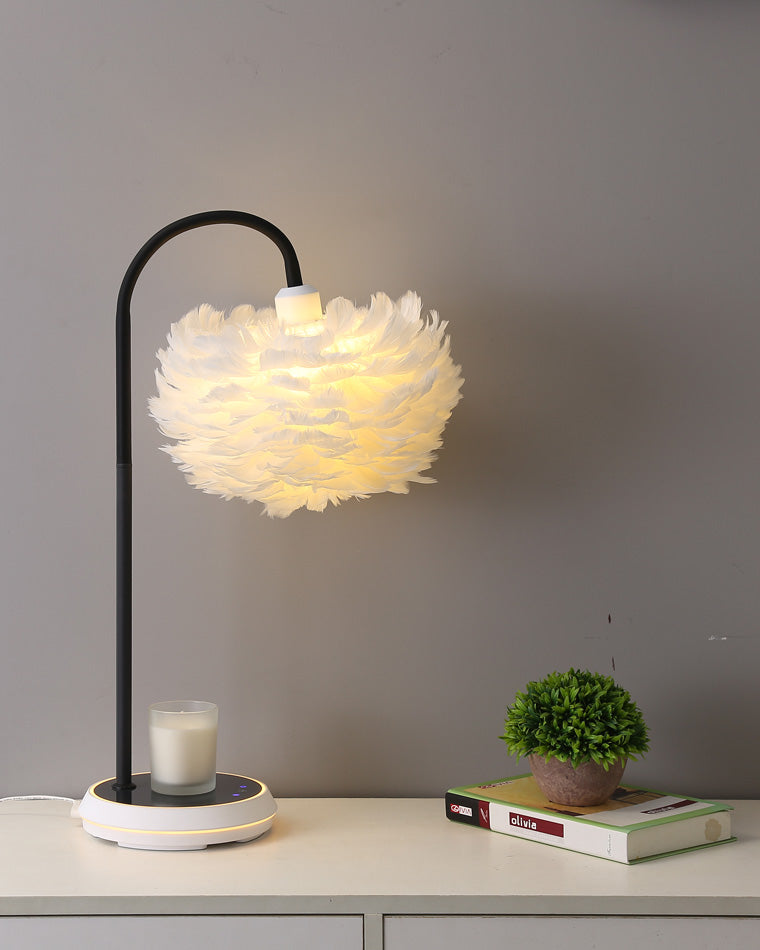 WOMO Dimmable Flexible Feather Night Lamp with Wireless Charger-WM8045