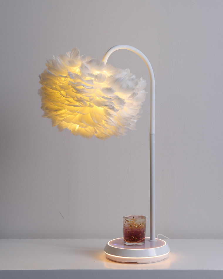 WOMO Dimmable Flexible Feather Night Lamp with Wireless Charger-WM8045