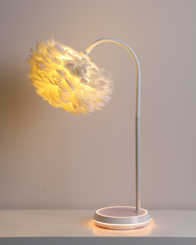 WOMO Dimmable Flexible Feather Night Lamp with Wireless Charger-WM8045