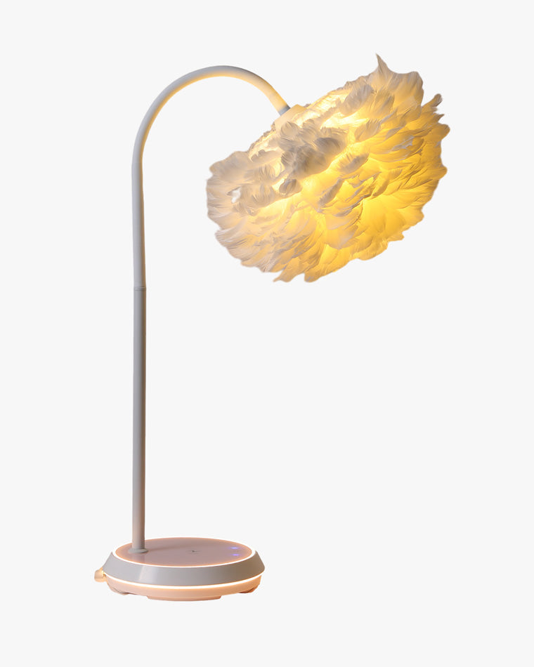 WOMO Dimmable Flexible Feather Night Lamp with Wireless Charger-WM8045