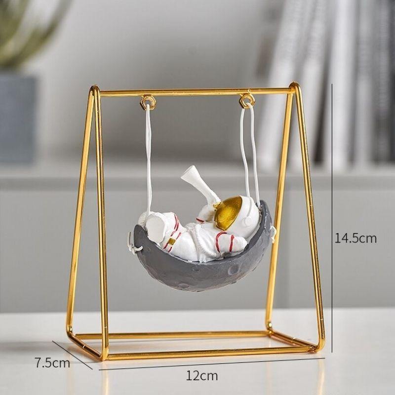 HomeQuill‚Ñ¢ Mini Astronaut on a Swing Figurine - Nordic Side - 