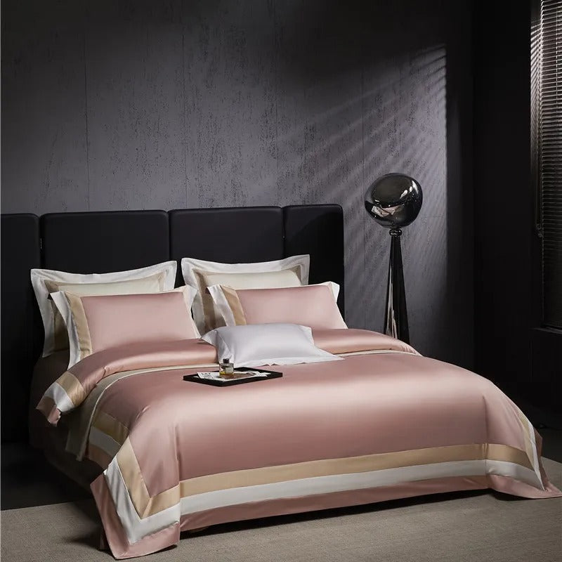Luxor Pink Stripe Egyptian Cotton Bedding Set