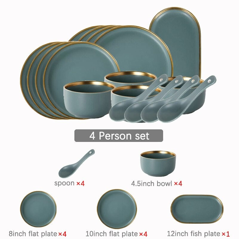 Celeste Grey Green Luxury Dinnerware Set