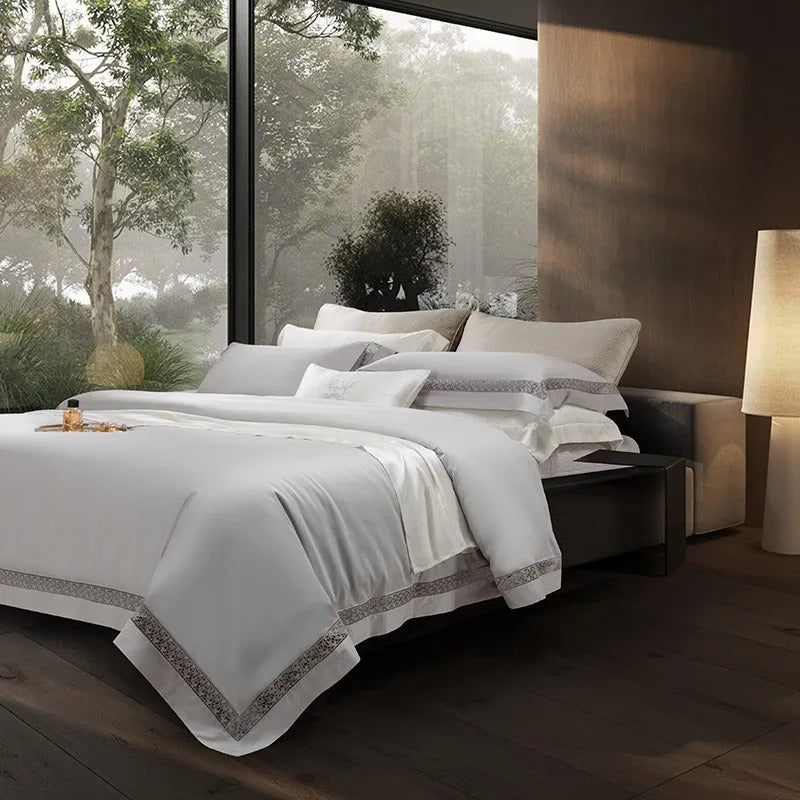 Elysium Silver Egyptian Cotton Bedding Set